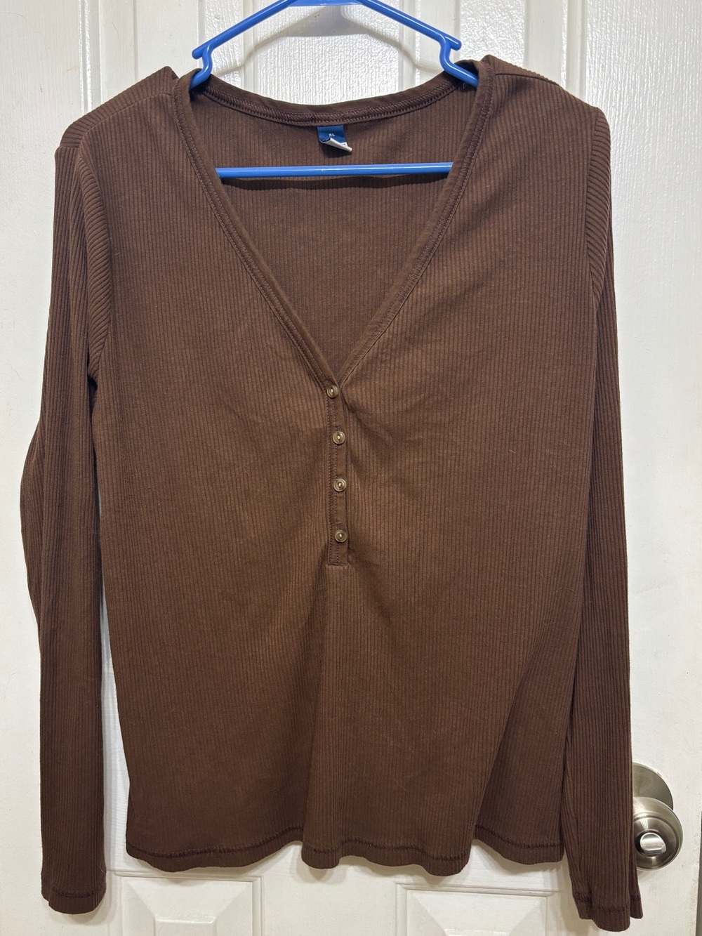 Old Navy Ribbed Henley Top Womens XL Cozy Long Sleeve